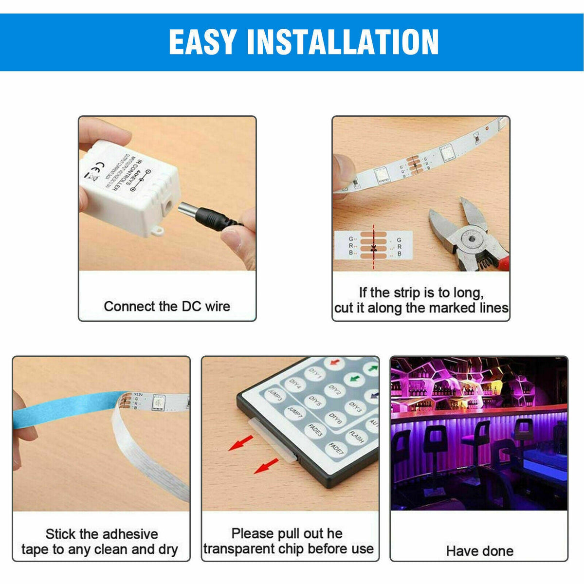 32FT Colorful LED Strip Lights with Remote - Waterproof