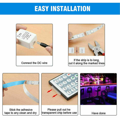 32FT Colorful LED Strip Lights with Remote - Waterproof