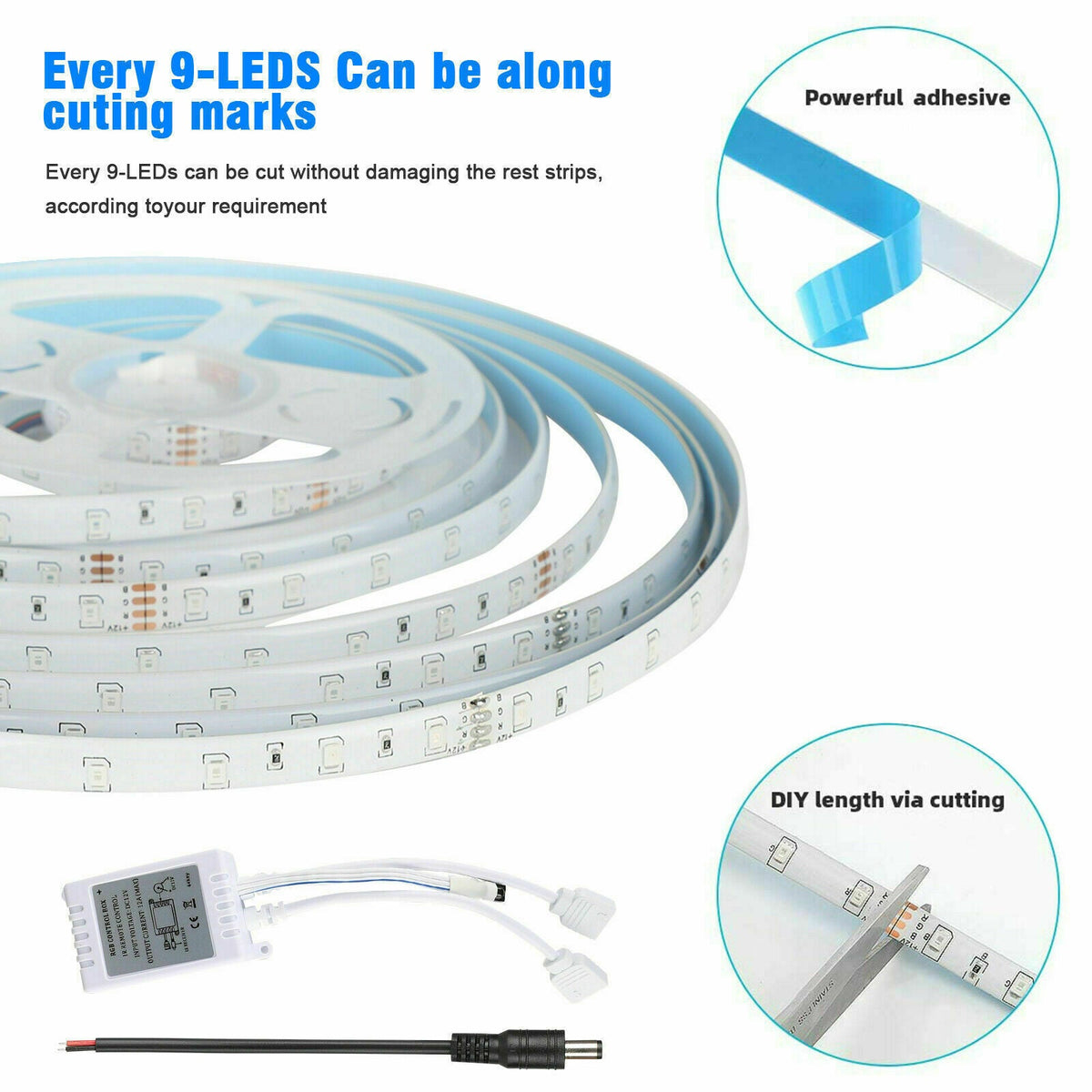 32FT Colorful LED Strip Lights with Remote - Waterproof