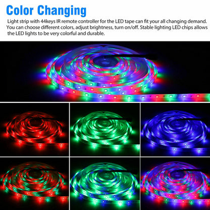 32FT Colorful LED Strip Lights with Remote - Waterproof