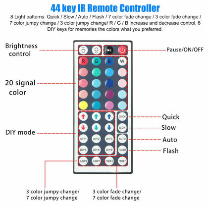 32FT Colorful LED Strip Lights with Remote - Waterproof