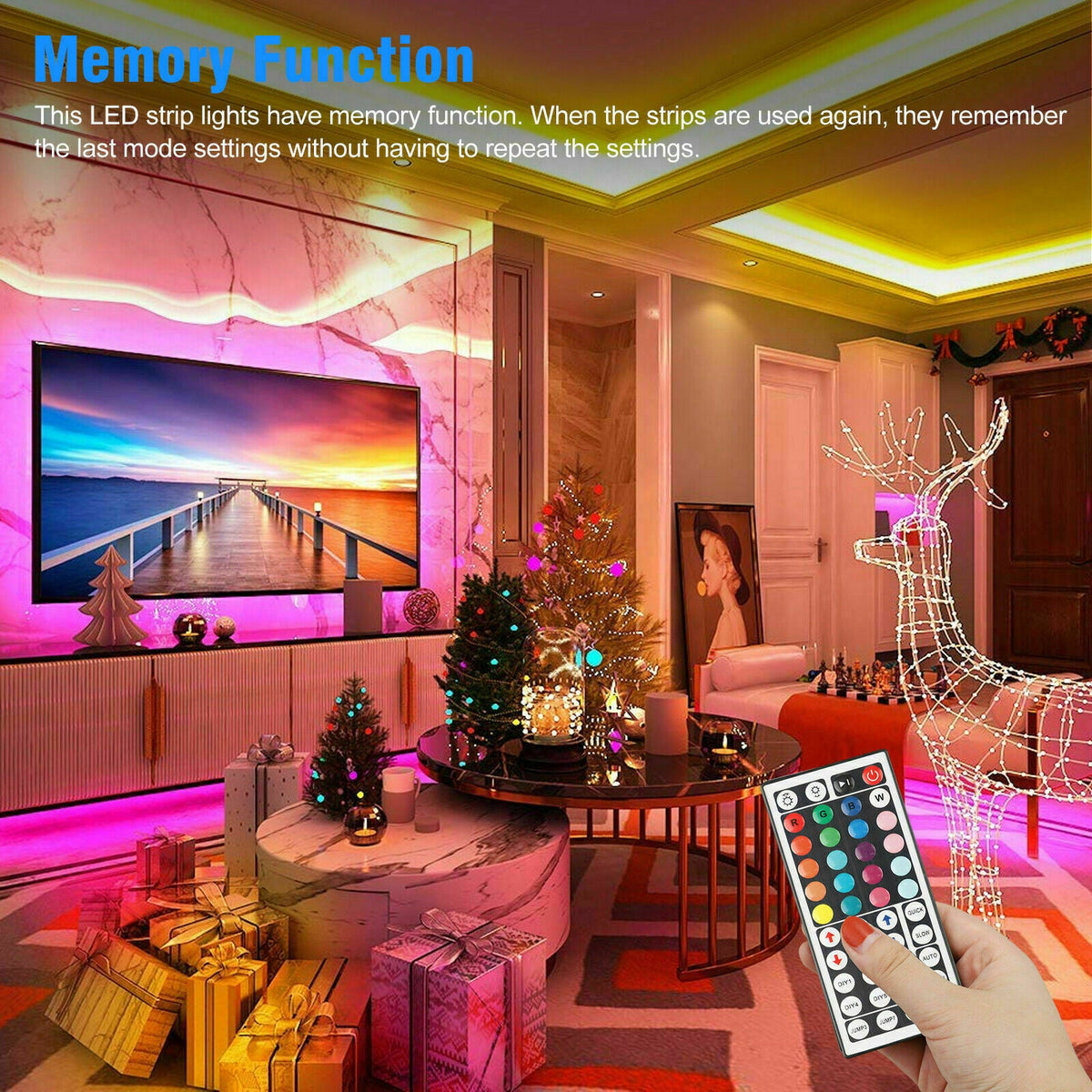 32FT Colorful LED Strip Lights with Remote - Waterproof