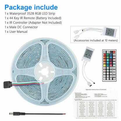 32FT Colorful LED Strip Lights with Remote - Waterproof