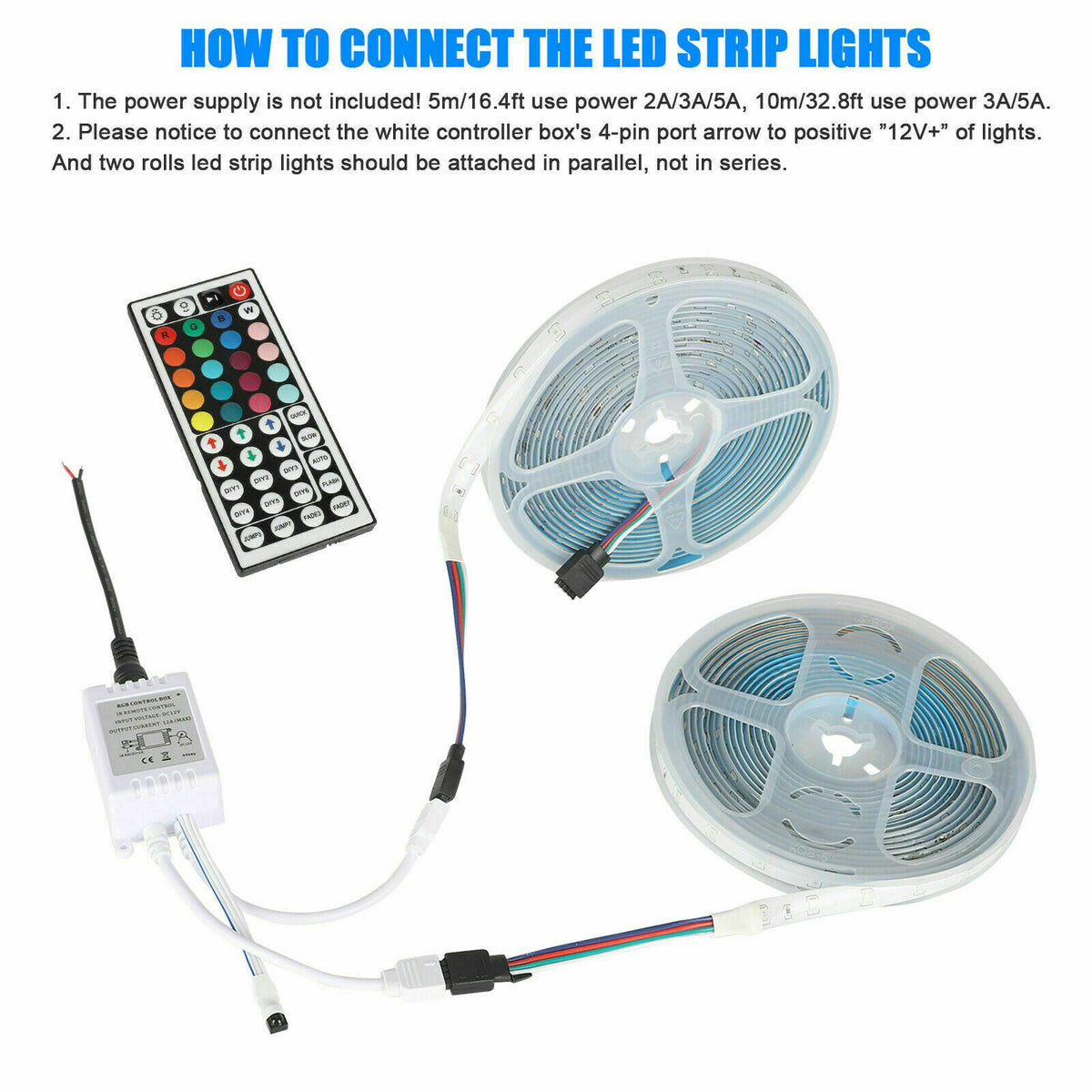 32FT Colorful LED Strip Lights with Remote - Waterproof